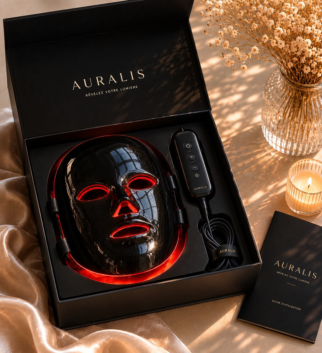 Masque LED Visage Auralis™ – Technologie Lumière Anti-Imperfections & Anti-Âge