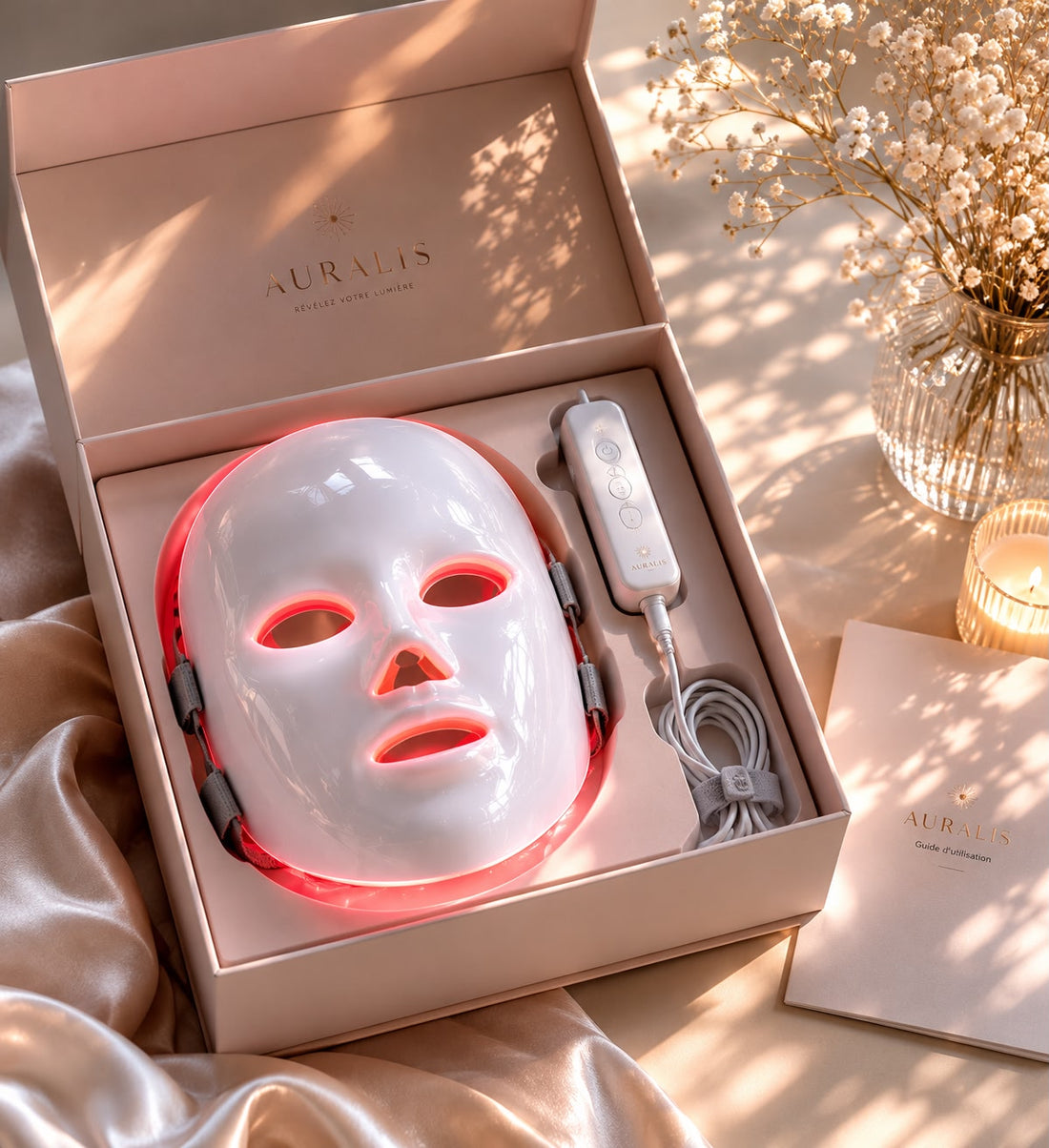 Masque LED Visage Auralis™ – Technologie Lumière Anti-Imperfections & Anti-Âge